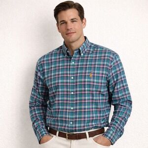 Ralph Lauren Classic Fit Plaid Flesh Pony Long Sleeve Button Down Mens XL